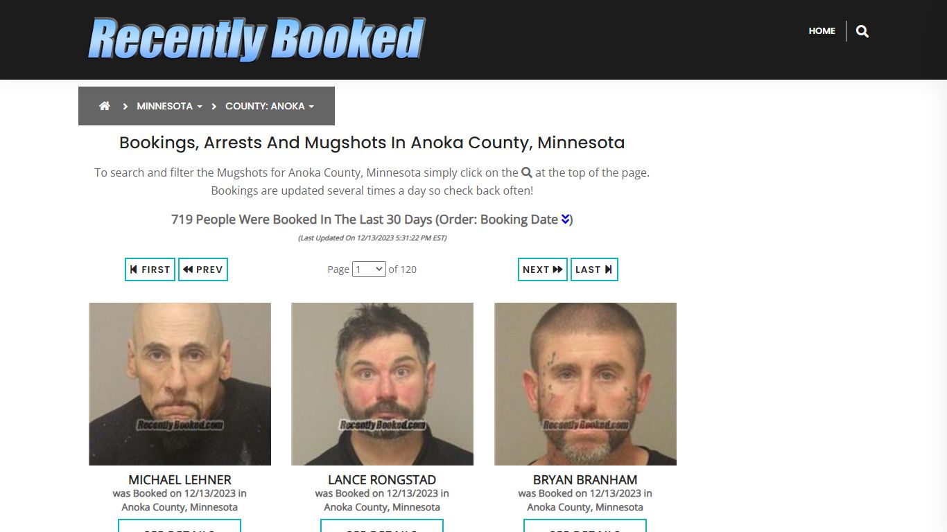 Bookings, Arrests and Mugshots in Anoka County, Minnesota